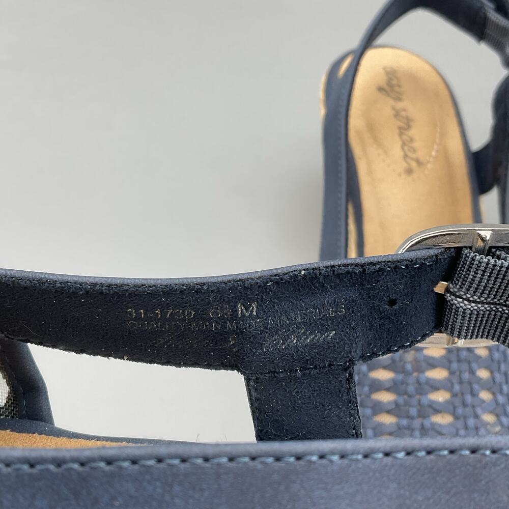 NEW Easy Street Women’s Taffy Slingback Espadrille Wedge Sandals Navy Size 6.5M - Picture 5 of 10